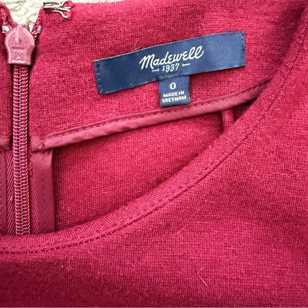 Madewell Gia Fit & Flare Dress Burgundy Wool Blend Sz 0 - Picture 5 of 6